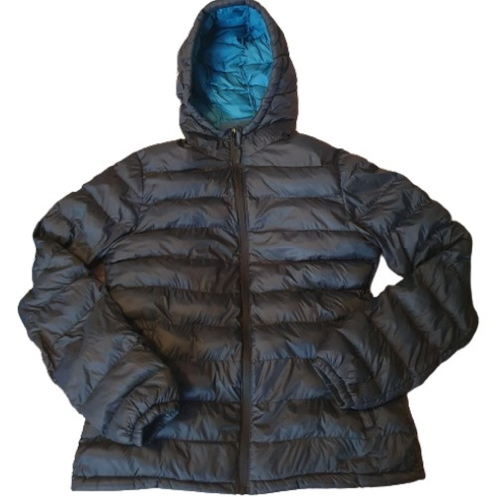 Size 12 Black Padded Hooded Coat Quilted - Picture 1 of 12